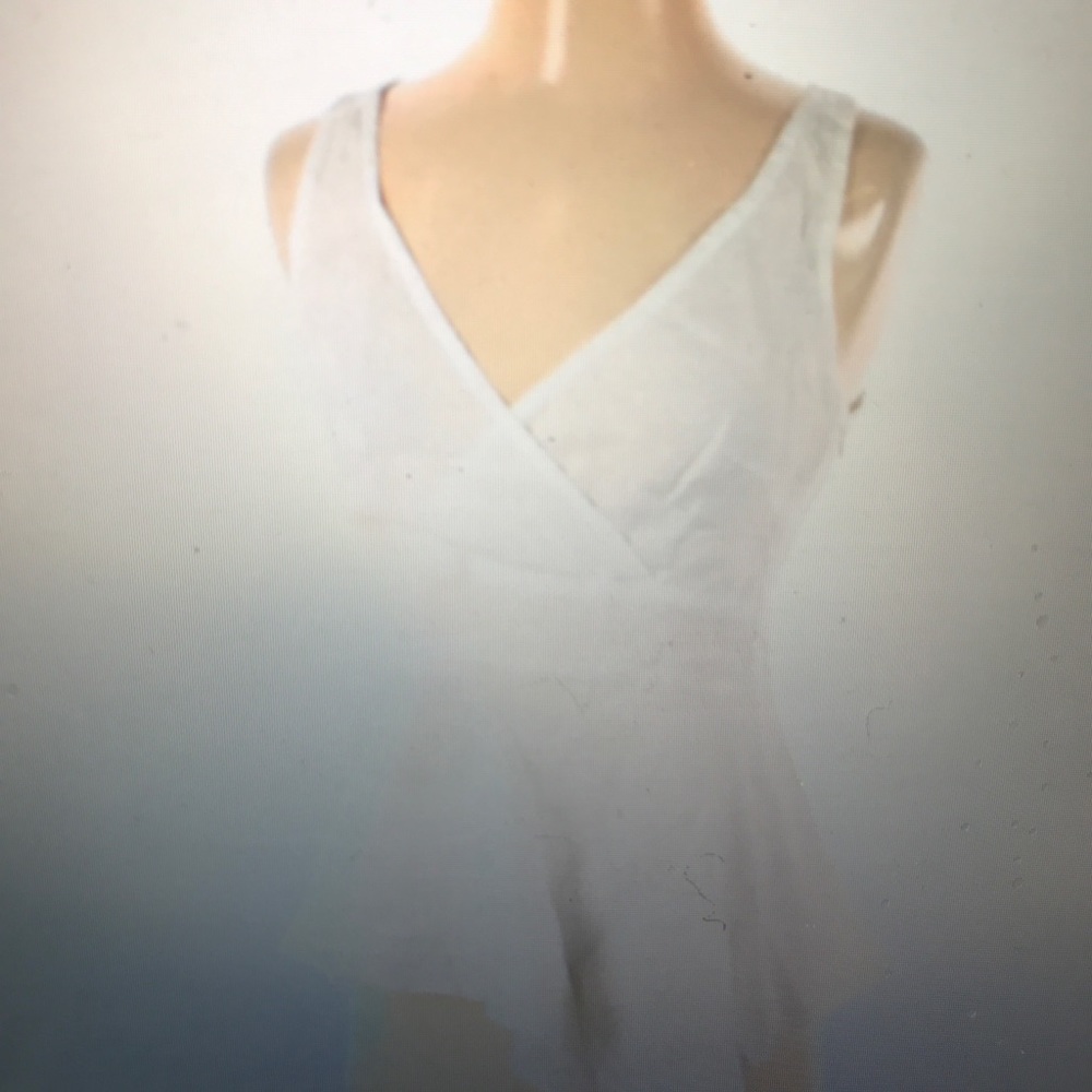 White linen asymmetrical summer tank top